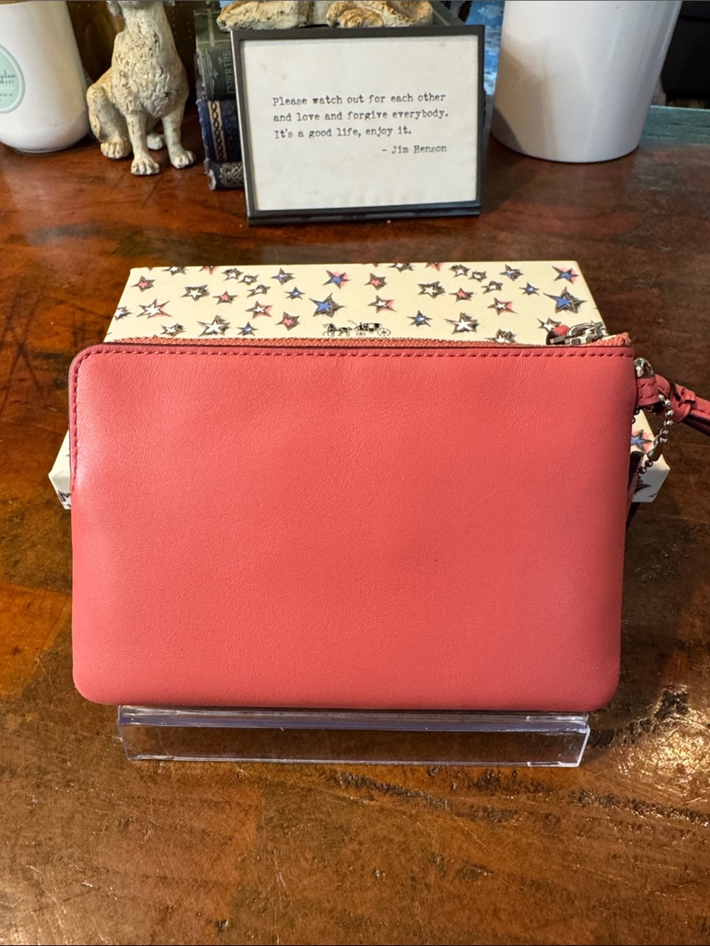 Coach Pink Leather Wristlet with Rainbow Patch - Picture 4 of 10